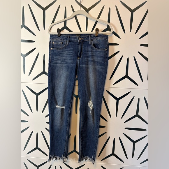 Just Black Straight Leg Jeans – Distressed Raw Hem- Size 29 - Picture 1 of 15